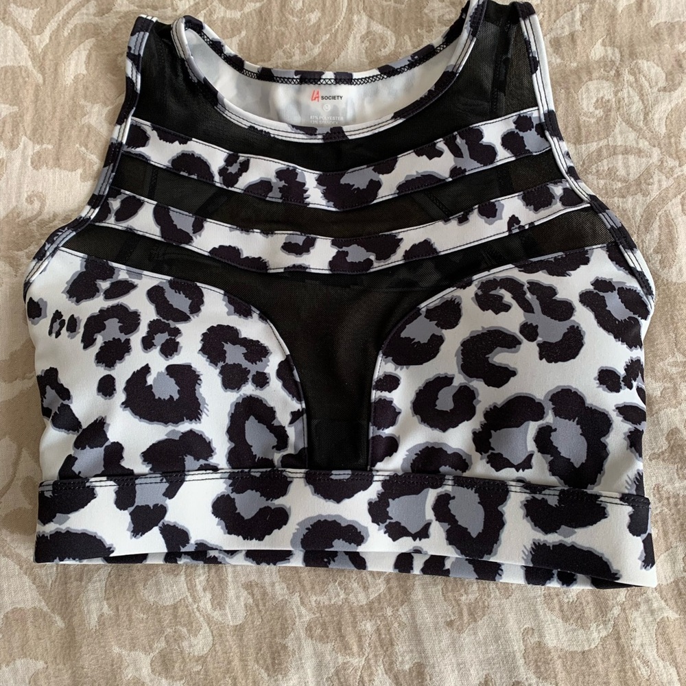 LA Society cheetah print sexy mesh padded sports bra